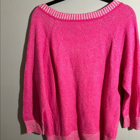 J. Crew Pink Crew Neck Sweater with Relaxed Fit and Ribbed Trim - Picture 3 of 4